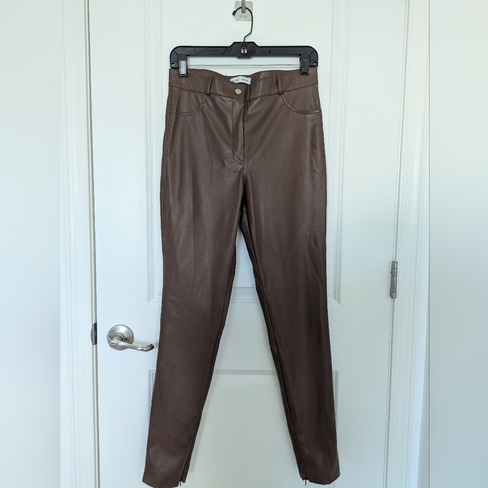 Inspo Brown Leather Women Pants